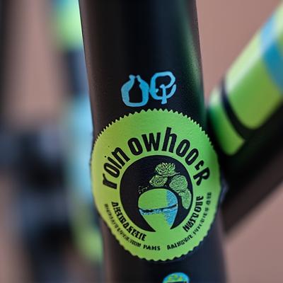 Biodegradable bike stickers on a bike frame